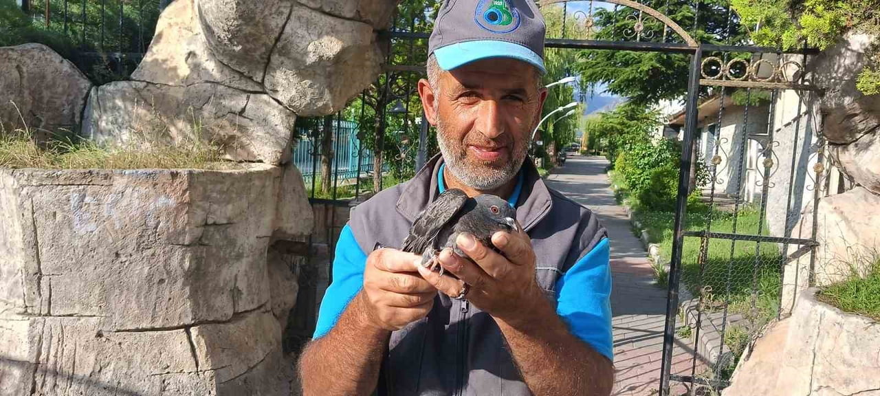 ERZURUM'UN OLTU İLÇESİNDE GÖREV YAPAN BELEDİYE TEMİZLİK PERSONELİ MÜCAHİT ÖZTÜRK, UÇAMAYAN BİR...
