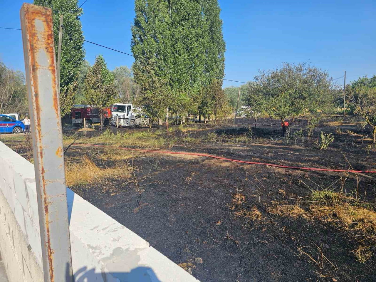 EVİN BAHÇESİNDE ÇIKAN YANGIN PANİĞE NEDEN OLDU