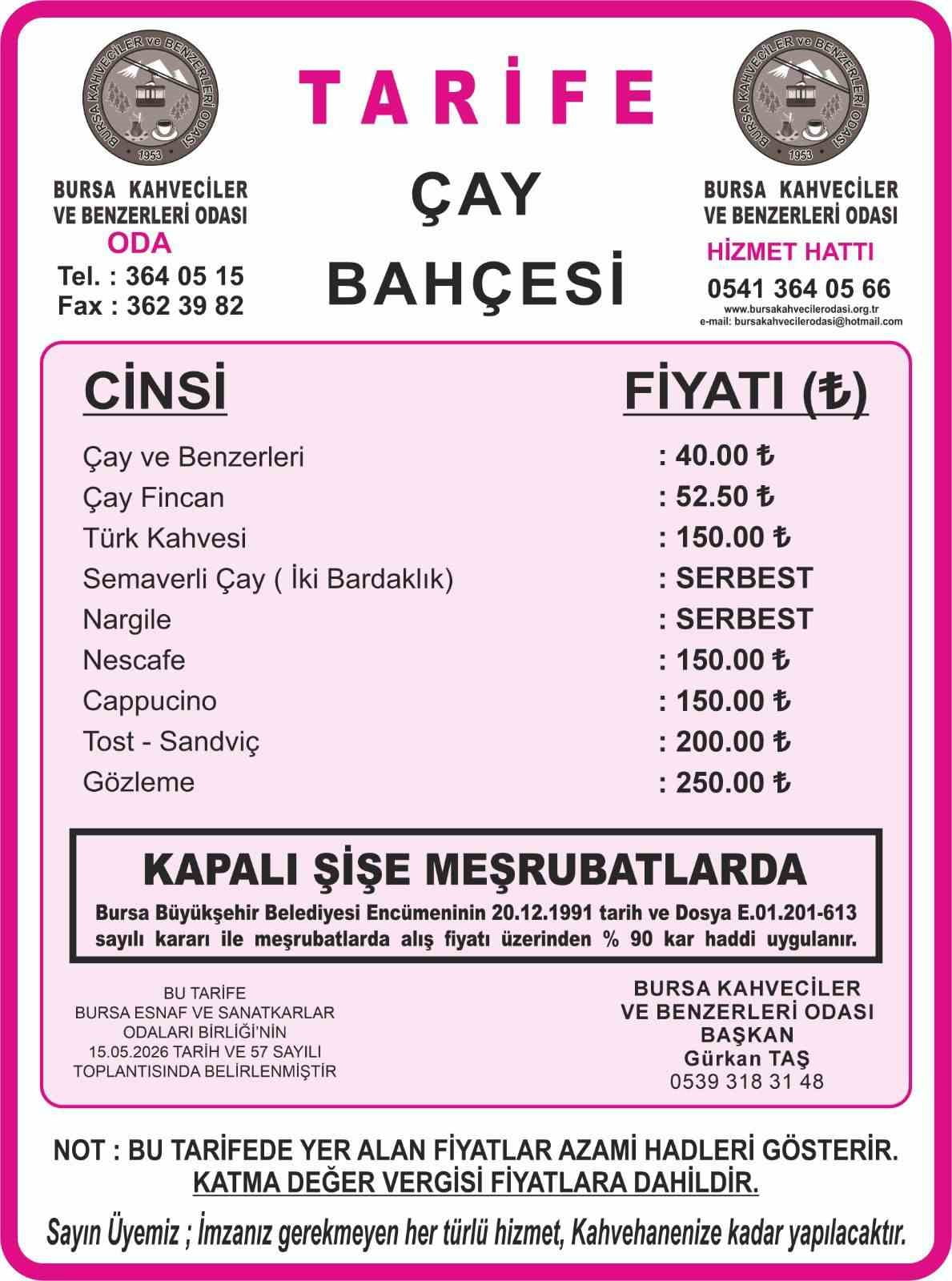 FİYAT TARİFE