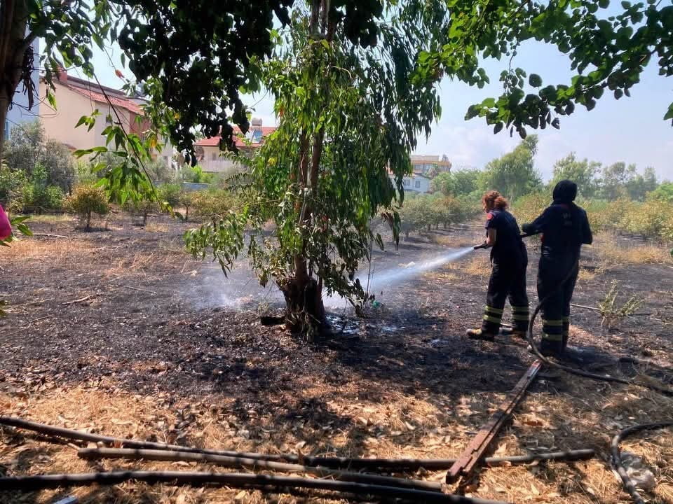 HATAY’IN DÖRTYOL İLÇESİNDE BAHÇEDE ÇIKAN YANGIN, İTFAİYE EKİPLERİNİN HIZLI MÜDAHALESİYLE GENİŞ...