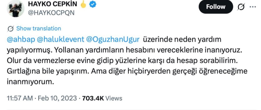 HAYKO CEPKİN'İN ÖNCEKİ PAYLAŞIMLARI
