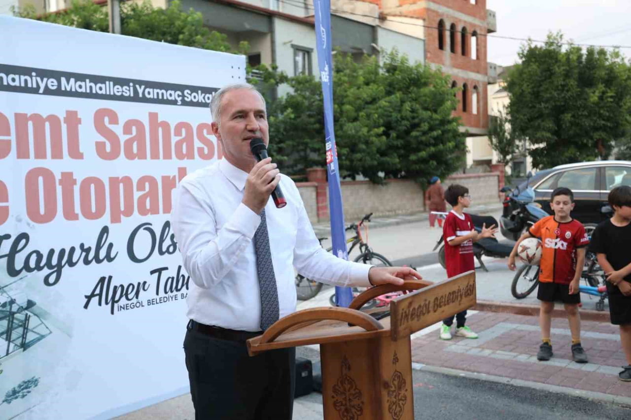 İNEGÖL BELEDİYESİ’NİN SÜLEYMANİYE MAHALLESİ YAMAÇ SOKAK ÜZERİNDE YAPIMINI TAMAMLADIĞI SEMT SAHASI...