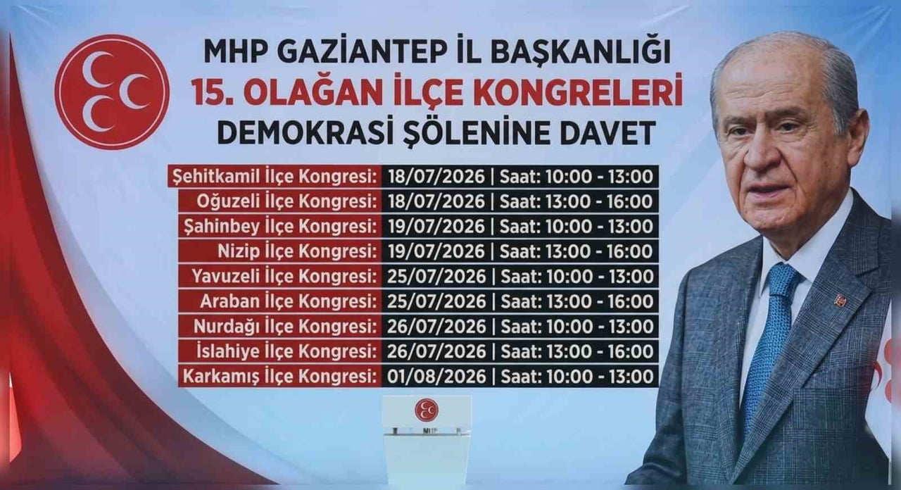 MHP GAZİANTEP İLÇE TEŞKİLATLARI 15. OLAĞAN KONGRE TAKVİMİ AÇIKLANDI