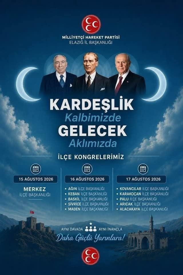 MİLLİYETÇİ HAREKET PARTİSİ (MHP) ELAZIĞ İL BAŞKANLIĞI, 2026 YILI İLÇE KONGRELERİ TAKVİMİNİ...