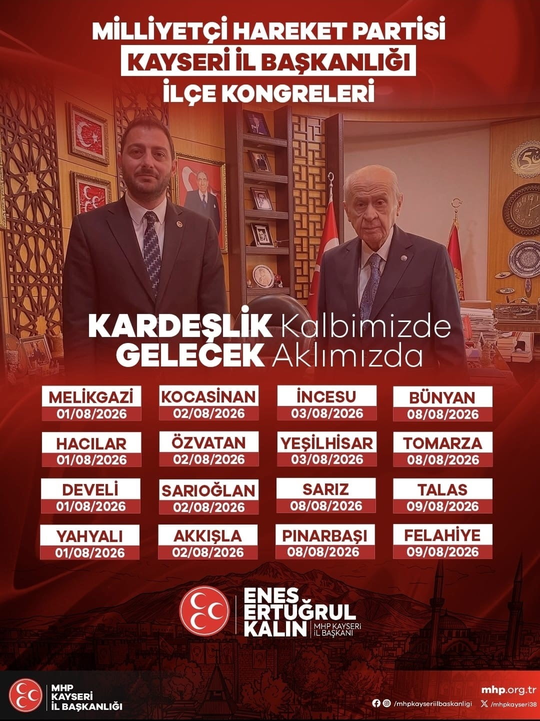 MİLLİYETÇİ HAREKET PARTİSİ (MHP) KAYSERİ İL BAŞKANI ENES ERTUĞRUL KALIN, YAKLAŞAN İLÇE KONGRELERİ...