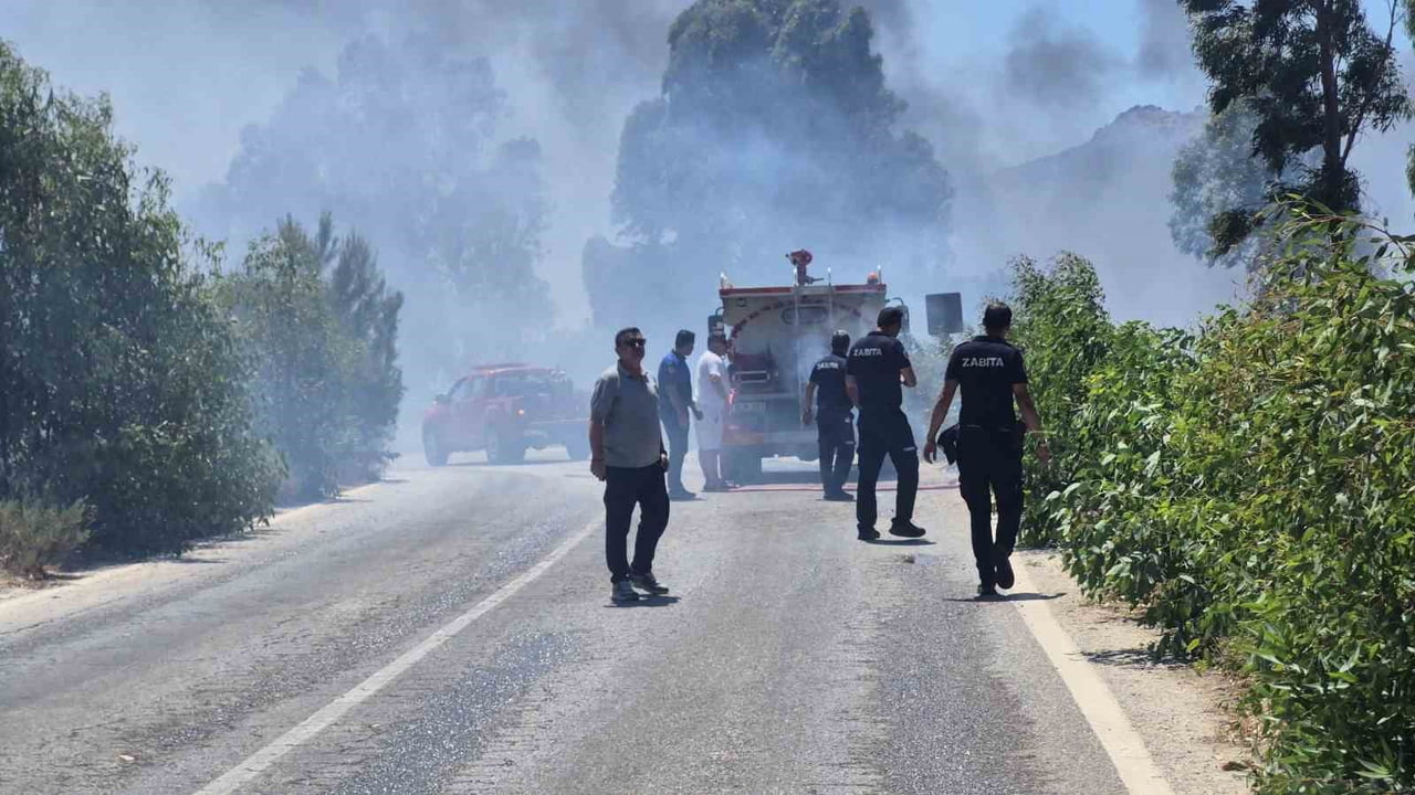 MUĞLA'NIN BODRUM İLÇESİNDE ŞANTİYEDE KONTEYNERDE ÇIKAN YANGIN MAKİLİK ALANA SIÇRADI. YANGIN...