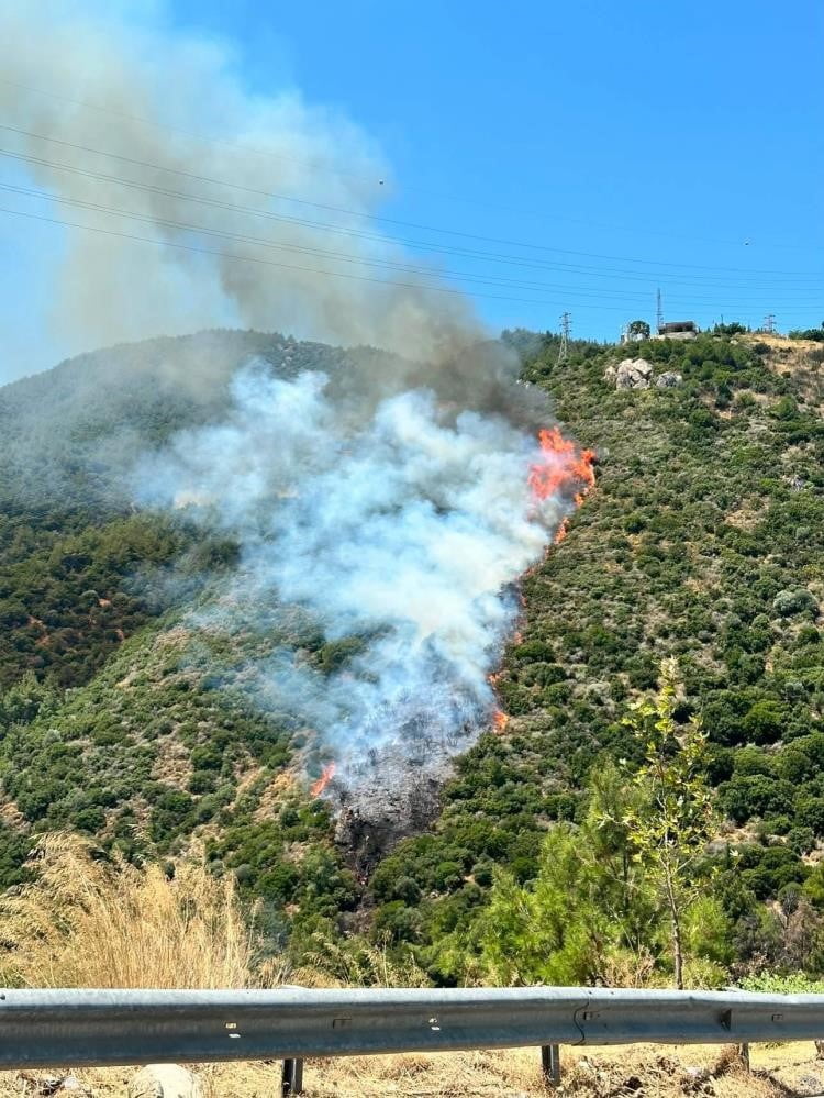 NARLIDERE İLÇESİNDE ÇIKAN ORMAN YANGINI, EKİPLERİN HAVADAN VE KARADAN MÜDAHALESİ SONUCU KONTROL...
