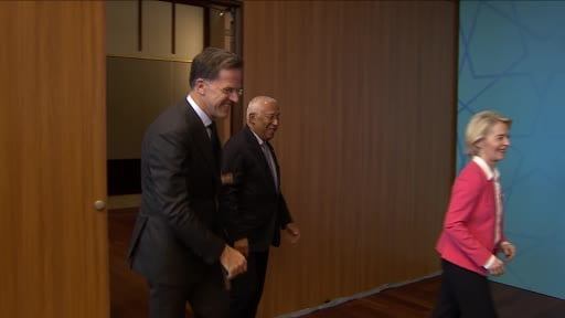 NATO Genel Sekreteri Rutte, AB Konseyi Başkanı Costa ve AB Komisyonu Başkanı Leyen ile...