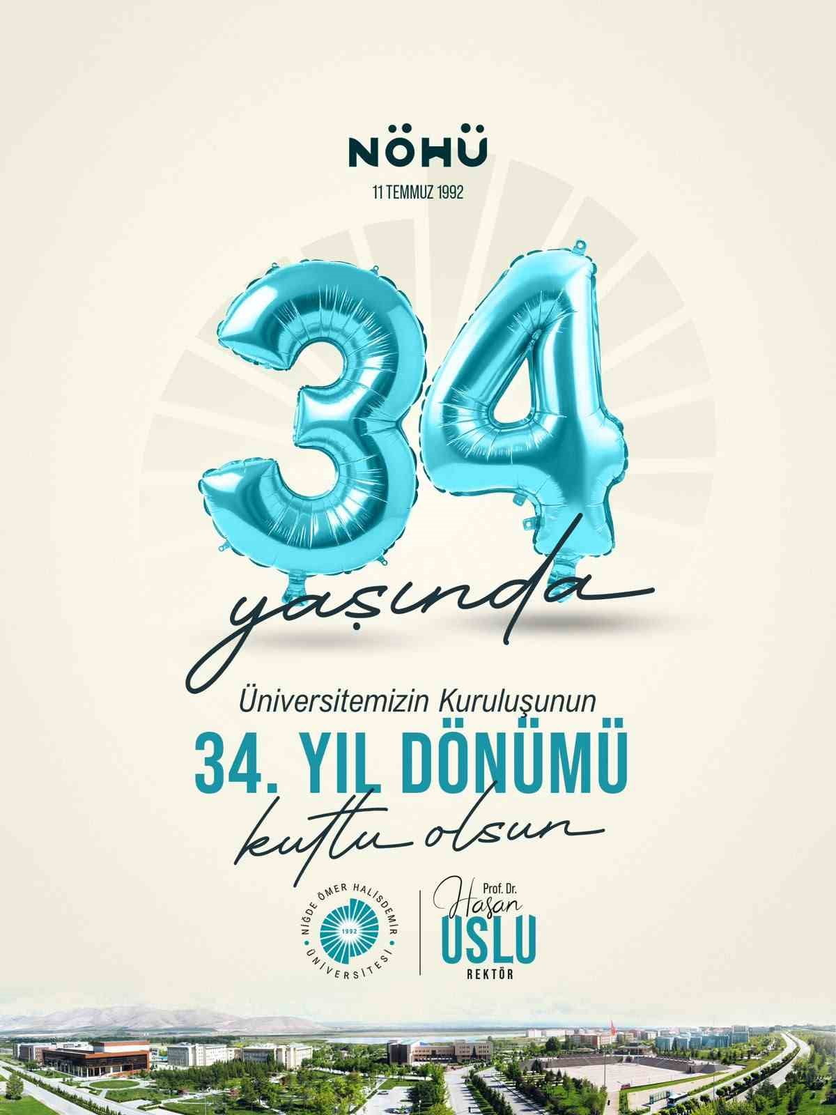 NÖHÜ REKTÖRÜ PROF. DR. HASAN USLU, ÜNİVERSİTENİN 34. KURULUŞ YIL DÖNÜMÜ DOLAYISIYLA BİR KUTLAMA...