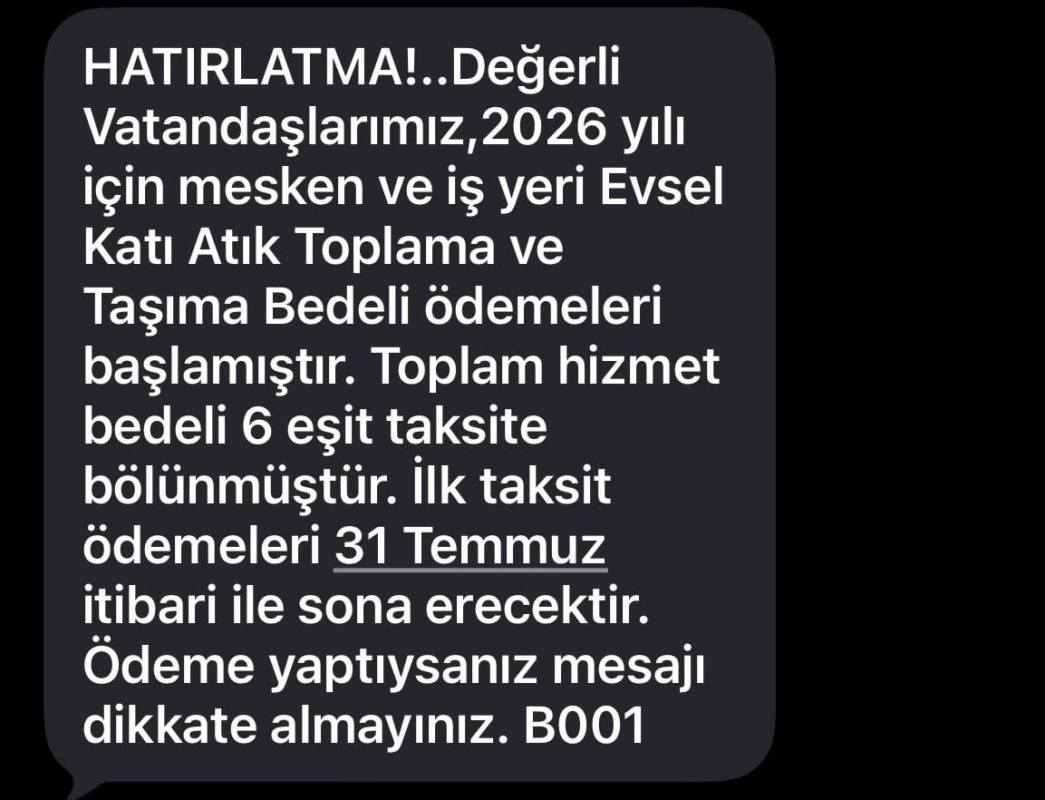 ODUNPAZARI BELEDİYESİ'NDEN GELEN SMS
