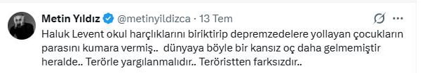 OYUNCU METİN YILDIZ, AHBAP DERNEĞİ BAŞKANI HALUK LEVENT'İN YOLSUZLUK SUÇLAMASIYLA GÖZALTINA...