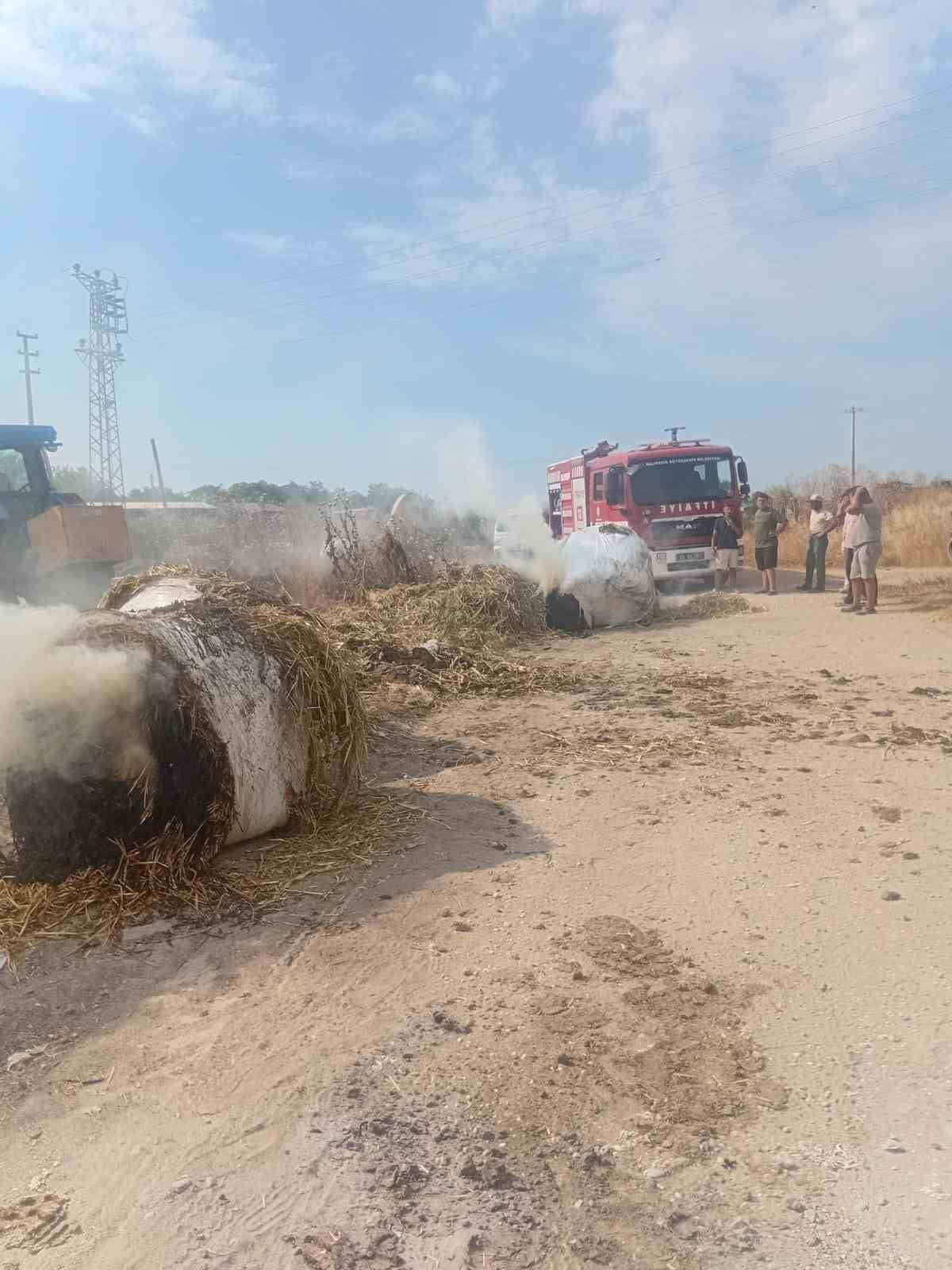 SUSURLUK'TA ÇIKAN YANGINDA 1 TON SAMAN KULLANILAMAZ HALE GELDİ