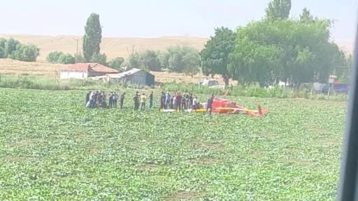 Temelli'de eğitim helikopteri düştü