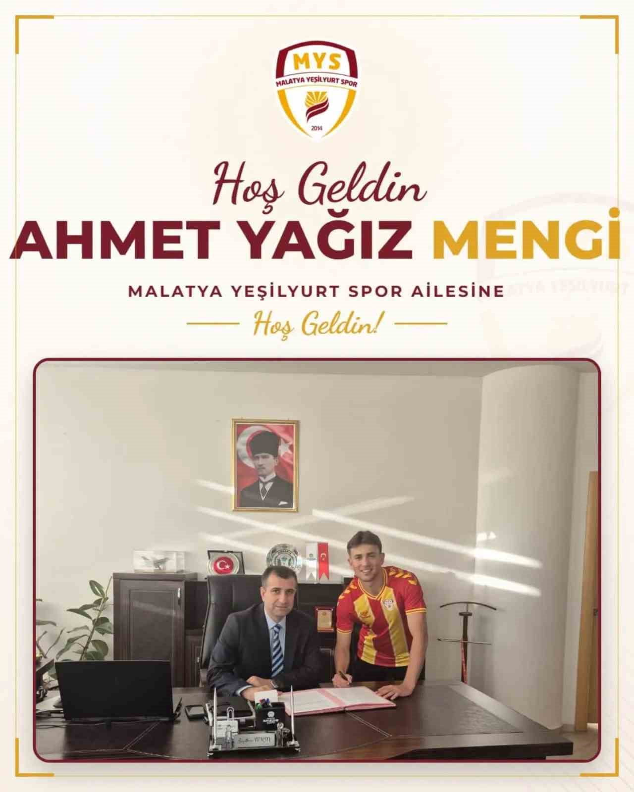 TFF 3. LİG EKİPLERİNDEN MALATYA YEŞİLYURT SPOR, AHMET YAĞIZ MENGİ'Yİ KADROSUNA KATTI.