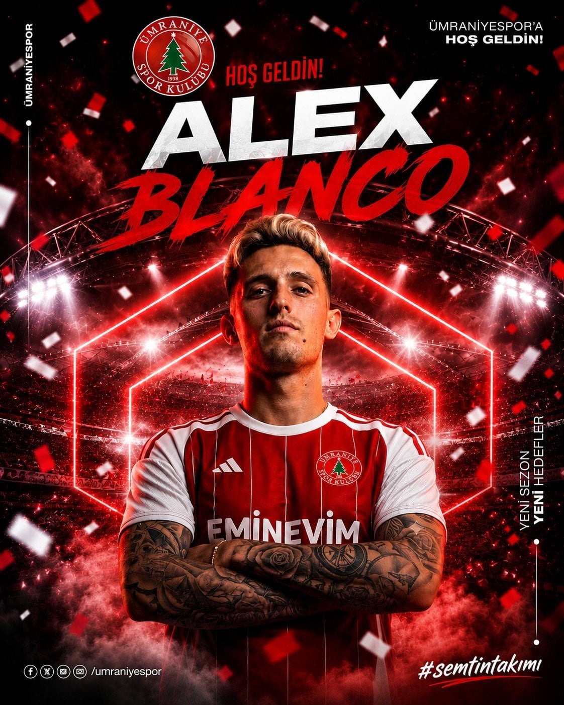TRENDYOL 1. LİG EKİPLERİNDEN ÜMRANİYESPOR, İSPANYOL FUTBOLCU ALEX BLANCO’YU KADROSUNA KATTI.