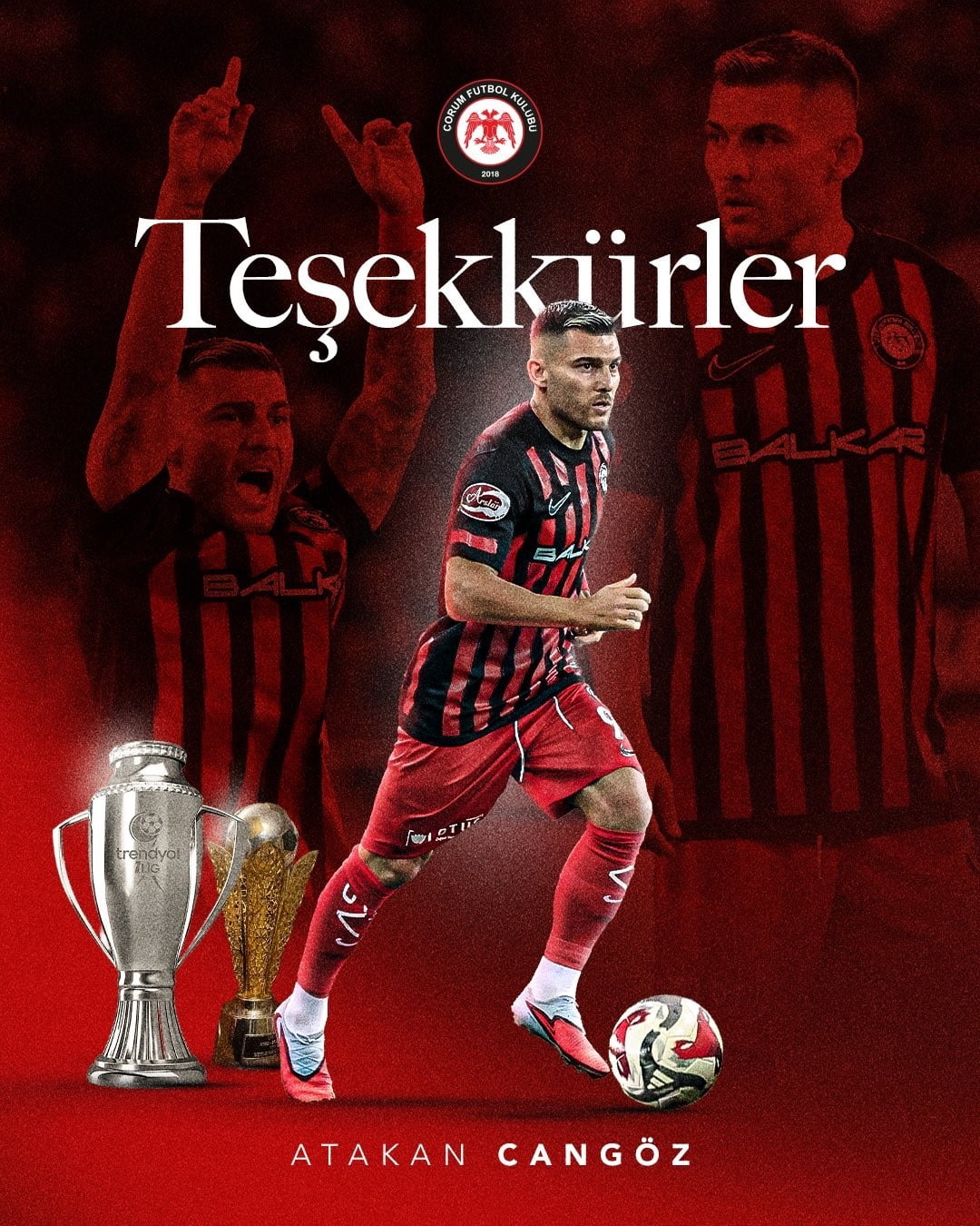 TRENDYOL SÜPER LİG EKİPLERİNDEN ÇORUM FK, ATAKAN CANGÖZ İLE YOLLARINI AYIRDI.