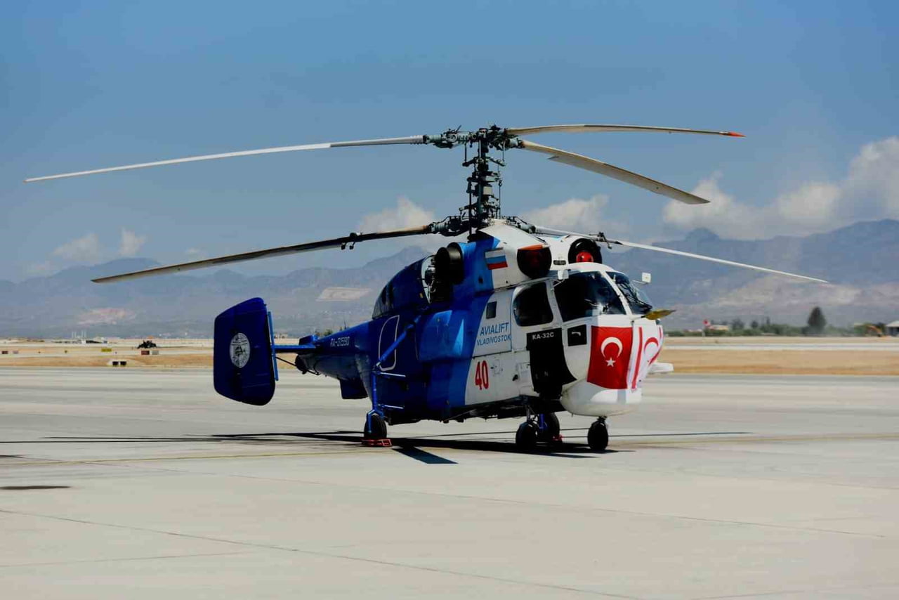 TÜRKİYE TARAFINDAN KKTC'DE ÇIKMASI MUHTEMEL ORMAN YANGINLARINA MÜDAHALE AMACIYLA KA-32 TİPİ YANGIN...