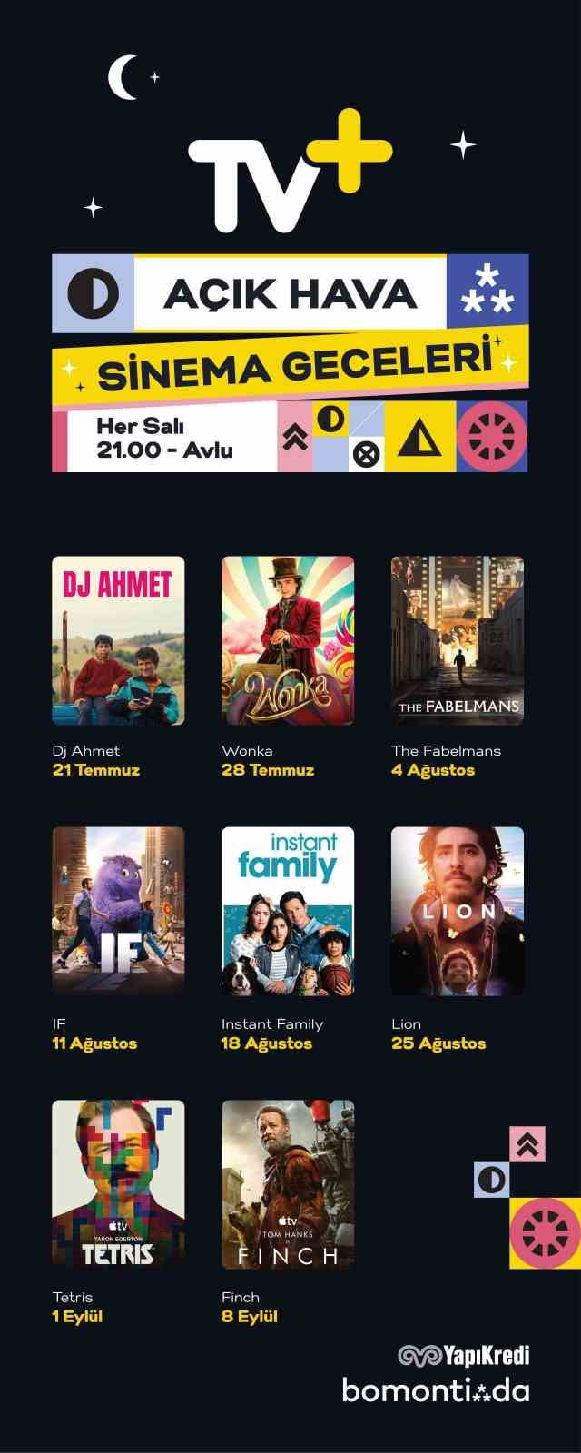 TV+, AÇIK HAVA SİNEMA GÖSTERİMLERİYLE SİNEMASEVERLERİ ÖNEMLİ FİLMLER İLE BULUŞTURUYOR.