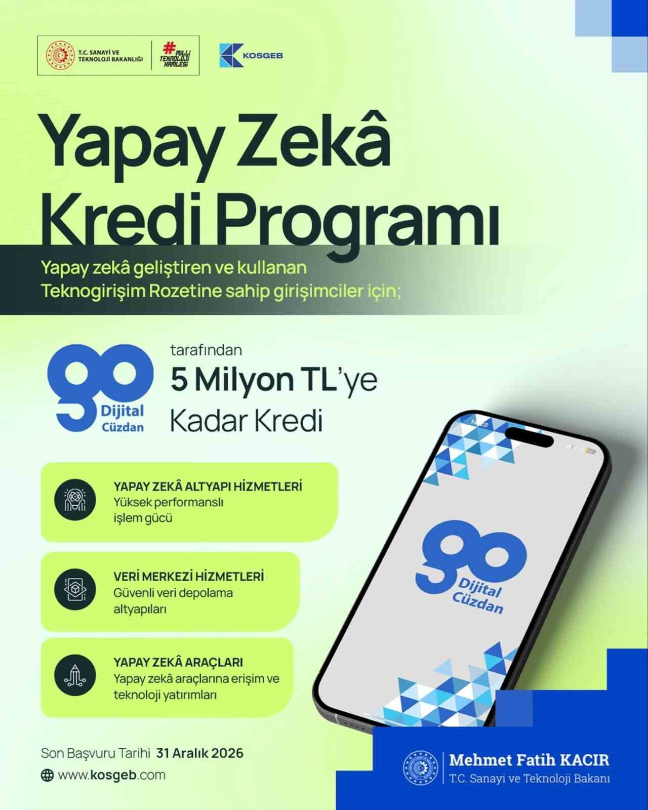 YAPAY ZEKA GELİŞTİREN VE KULLANAN GİRİŞİMLERE 5 MİLYON LİRAYA KADAR KREDİ DESTEĞİ...