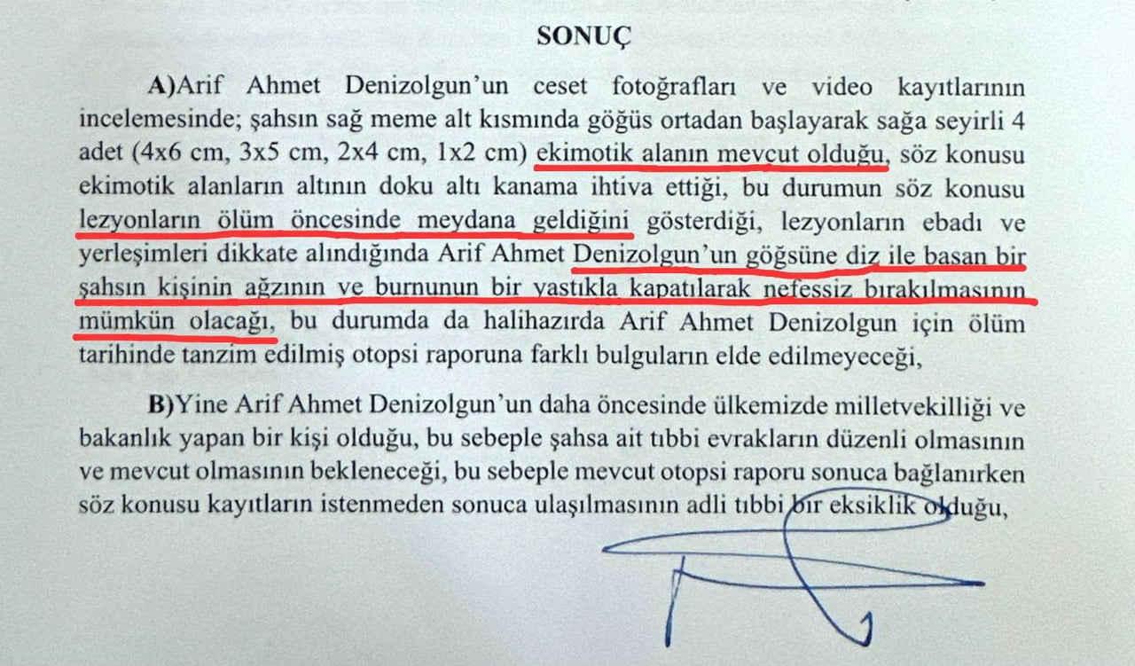 25 AĞUSTOS 2026 TARİHLİ BİLİRKİŞİ RAPORUYLA BİRLİKTE ARİF AHMET DENİZOLGUN’UN ÖLÜMÜNE İLİŞKİN 10...
