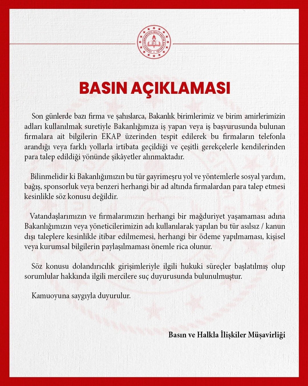 BASIN AÇIKLAMASI
