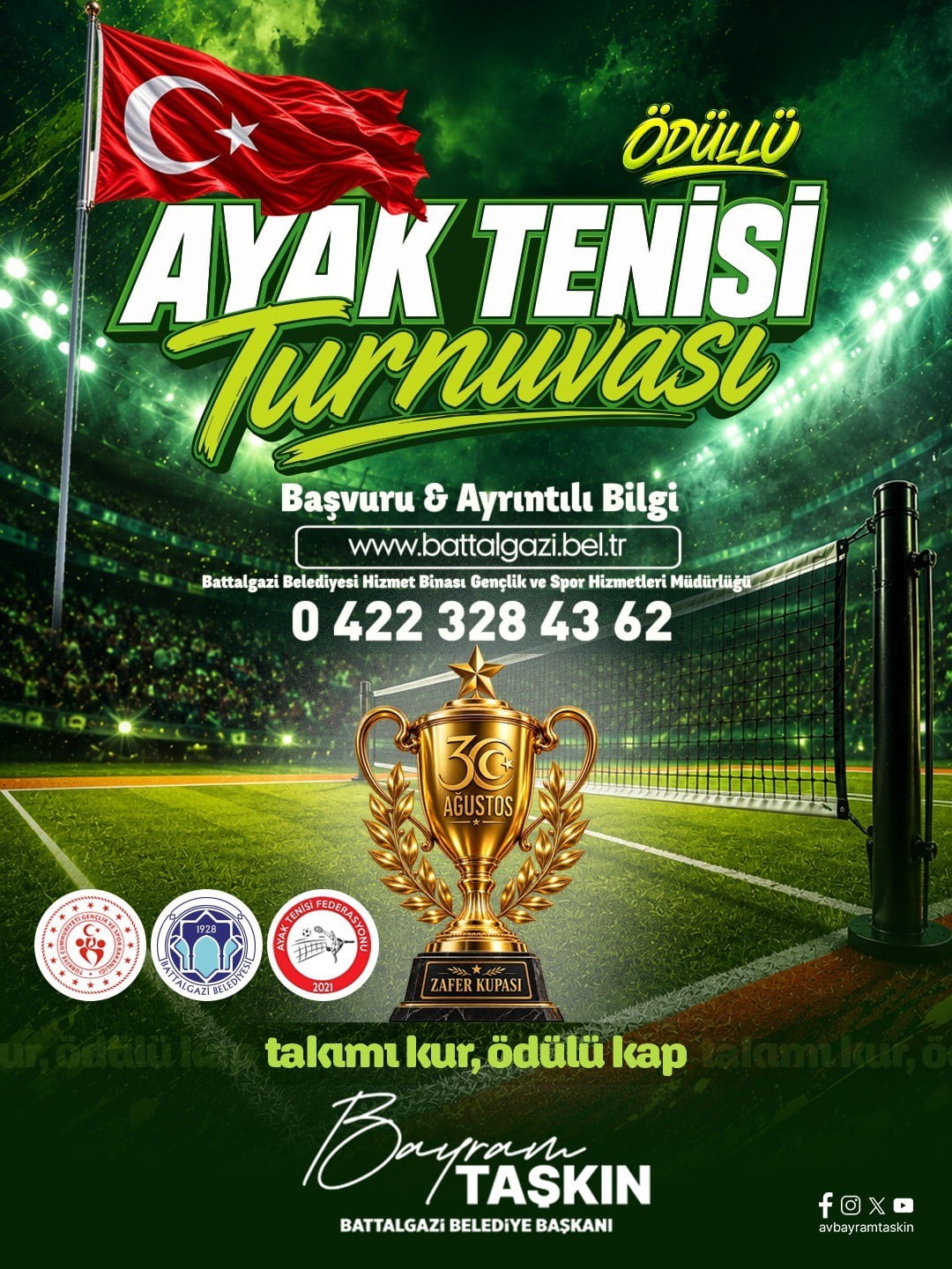 BATTALGAZİ’DE AYAK TENİSİ TURNUVASI