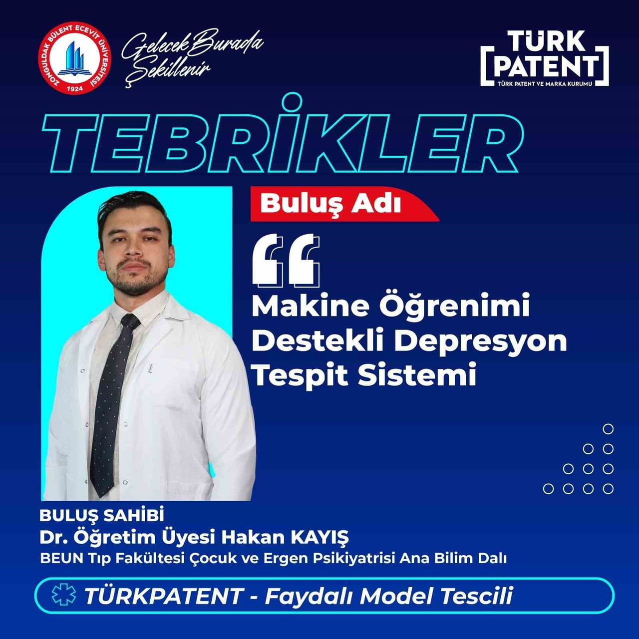 BEUN AKADEMİSYENİN GELİŞTİRDİĞİ BULUŞ  TÜRKPATENT TARAFINDAN TESCİLLENDİ