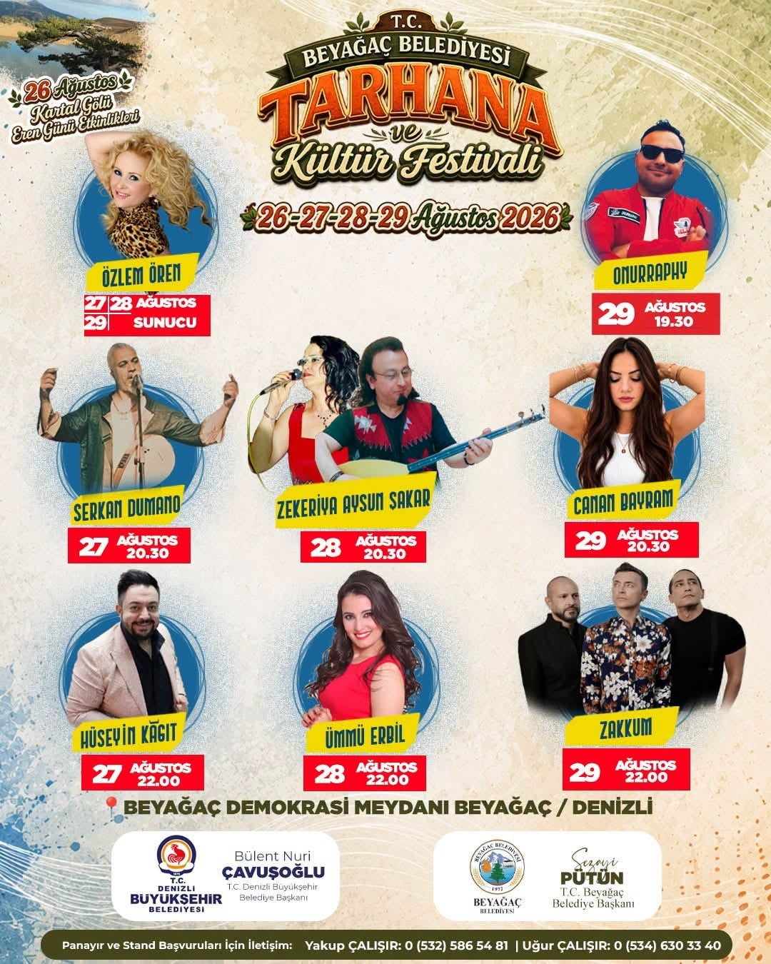 BEYAĞAÇ BELEDİYESİ TARAFINDAN DÜZENLENEN TARHANA VE KÜLTÜR FESTİVALİ, 26-29 AĞUSTOS TARİHLERİ...