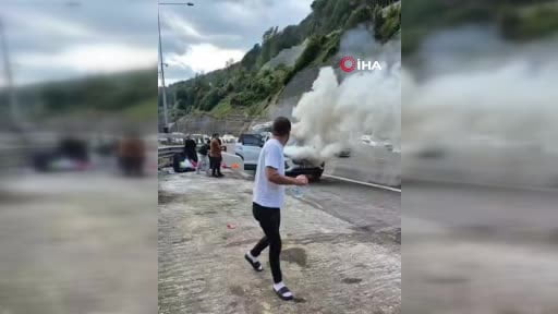 Bolu Dağı Tüneli girişinde alev topuna döndü