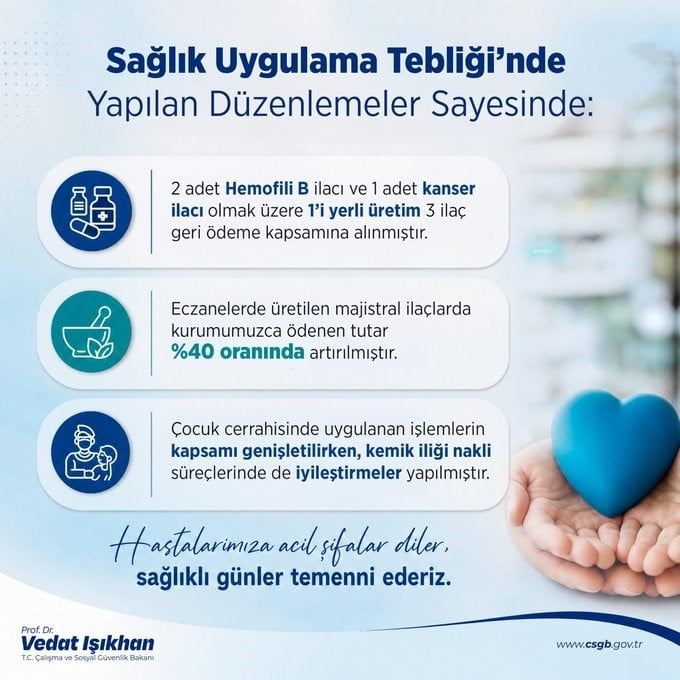 ÇALIŞMA VE SOSYAL GÜVENLİK BAKANI VEDAT IŞIKHAN'IN PAYLAŞIMI