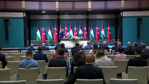 Cumhurbaşkanı Erdoğan, Cumhurbaşkanlığı Külliyesi'nde Filistin Devlet Başkanı Mahmud Abbas ile...