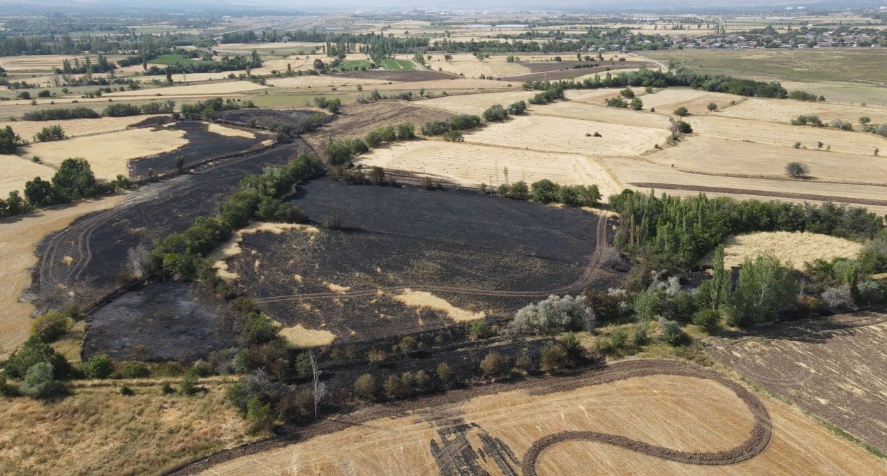 ERZİNCAN'DAKİ YANGININ BİLANÇOSU DRONE İLE GÖRÜNTÜLENDİ
