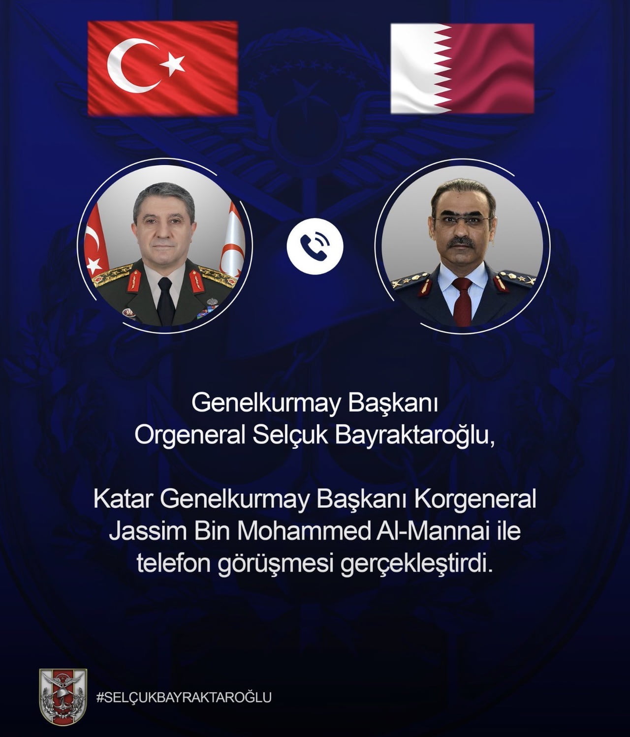 GENELKURMAY BAŞKANI ORGENERAL SELÇUK BAYRAKTAROĞLU, KATAR GENELKURMAY BAŞKANI KORGENERAL JASSİM...
