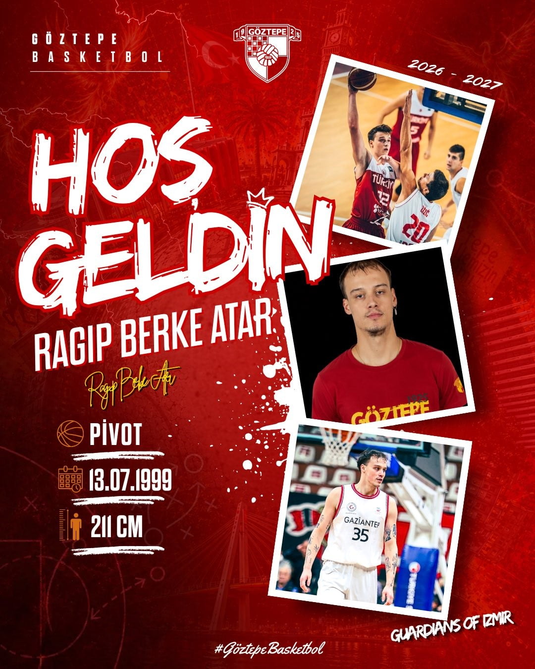 GÖZTEPE BASKETBOL, 27 YAŞINDAKİ PİVOT BERKE ATAR’I KADROSUNA KATTIĞINI AÇIKLADI.