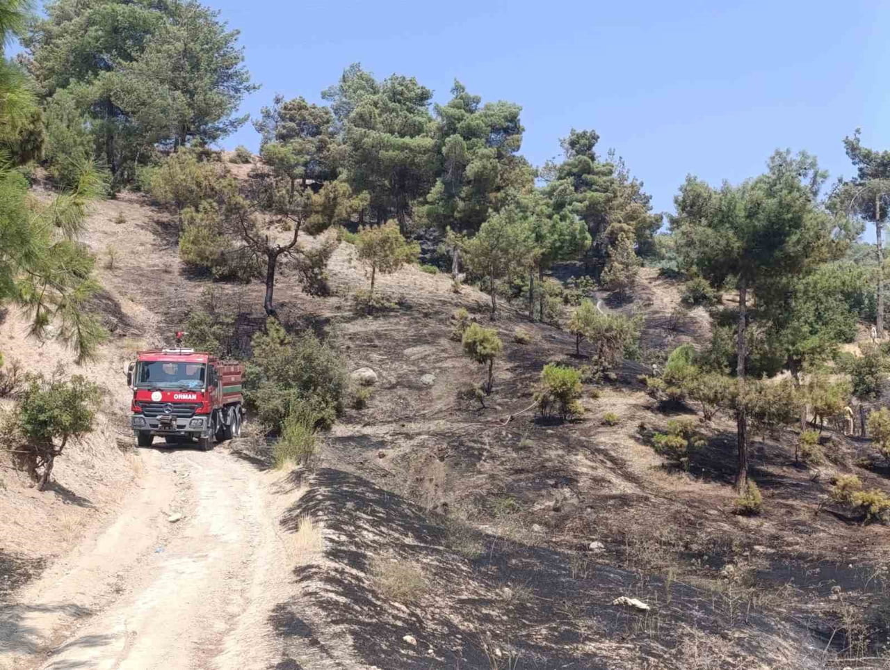 KAHRAMANMARAŞ’IN ONİKİŞUBAT İLÇESİ KILAVUZLU MAHALLESİ’NDE ÇIKAN ORMAN YANGINI, EKİPLERİN HAVADAN...