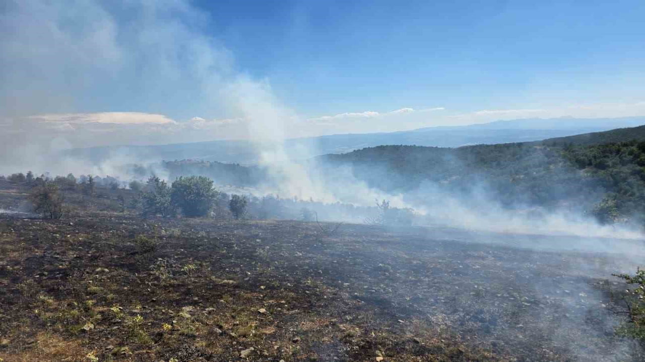 KASTAMONU'NUN TAŞKÖPRÜ İLÇESİNDE ÇIKAN ORMAN YANGINI, ORMAN EKİPLERİNİN HAVADAN VE KARADAN YAPTIĞI...