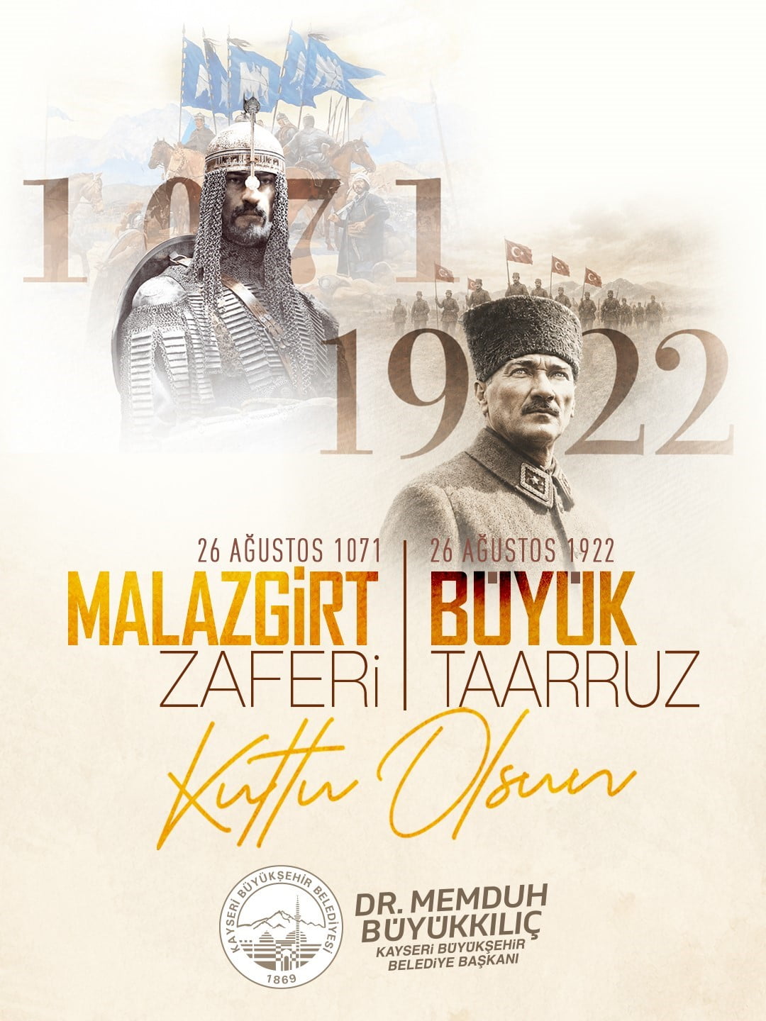 KAYSERİ BÜYÜKŞEHİR BELEDİYE BAŞKANI DR. MEMDUH BÜYÜKKILIÇ, 26 AĞUSTOS MALAZGİRT ZAFERİ VE BÜYÜK...