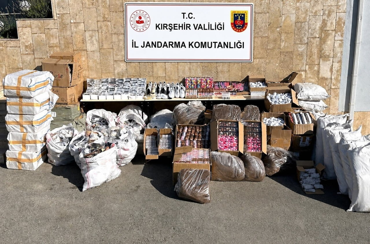 KIRŞEHİR'DE JANDARMA DİYARBAKIR'DAN DİĞER İLLERE SEVK EDİLEN GÜMRÜK KAÇAĞI EŞYA  SEVKİYATINI...