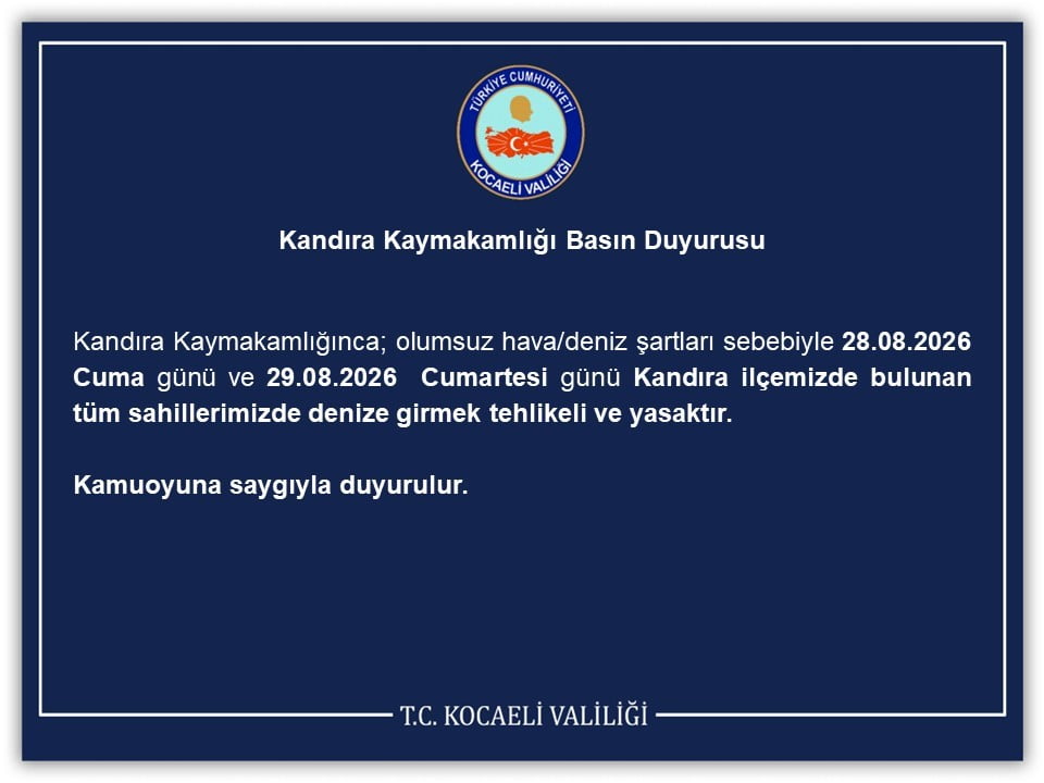 KOCAELİ’NİN KANDIRA İLÇESİNDE OLUMSUZ HAVA ŞARTLARI SEBEBİYLE TÜM SAHİLLERDE DENİZE GİRİŞLER İKİ...