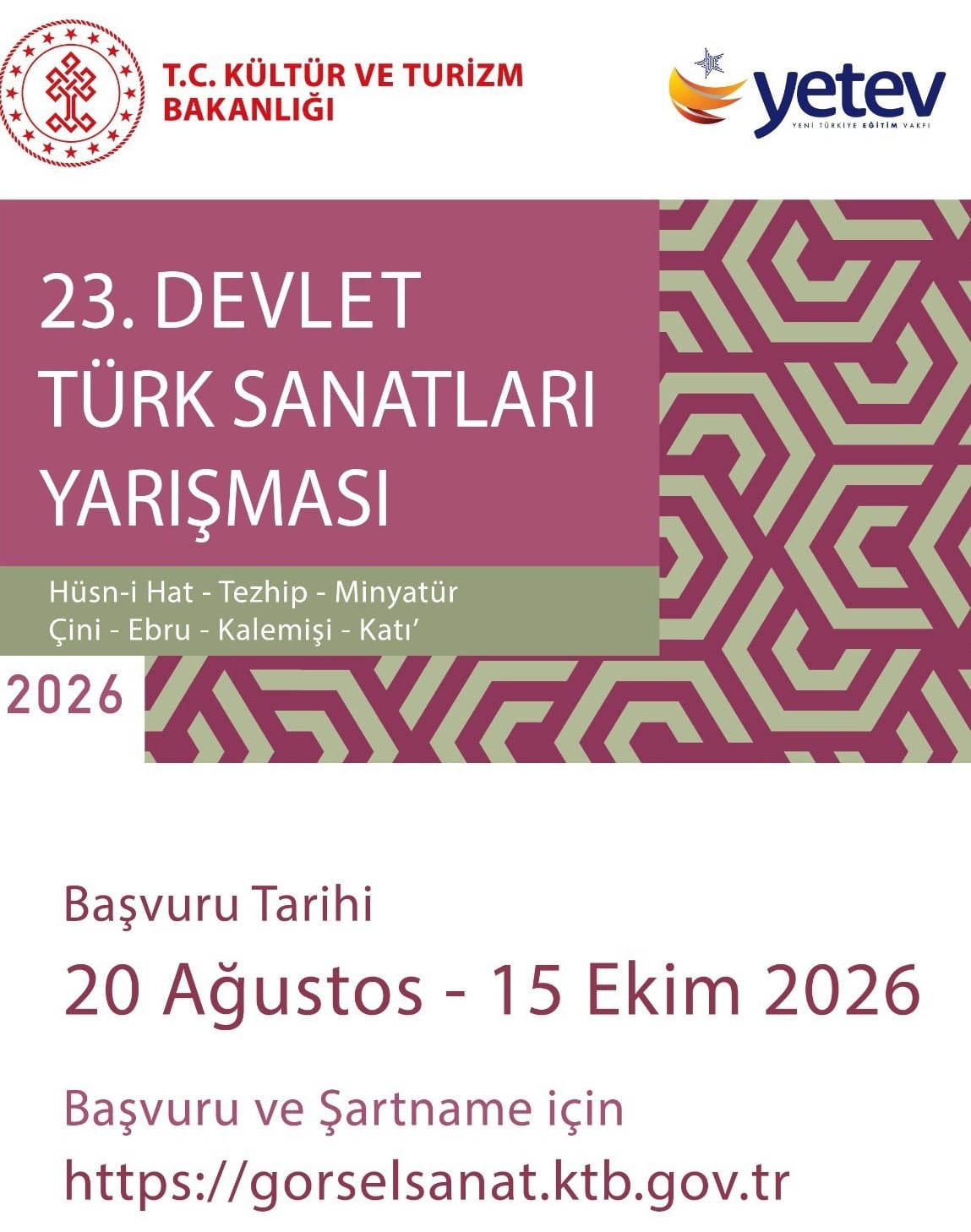 KÜLTÜR VE TURİZM BAKANLIĞI ÖNDERLİĞİNDE DEVLET TÜRK SANATLARI YARIŞMASI’NIN 23’ÜNCÜSÜ...