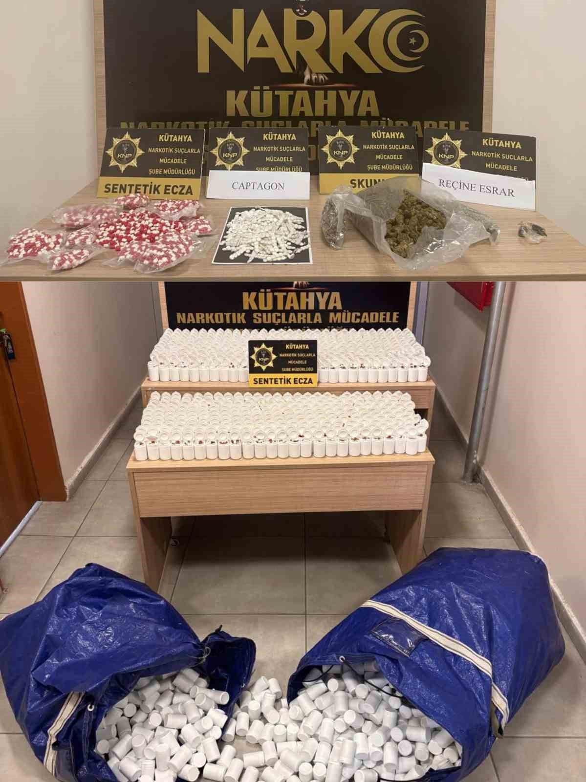 KÜTAHYA’DA UYUŞTURUCU OPERASYONLARI: 106 BİN SENTETİK ECZA ELE GEÇİRİLDİ