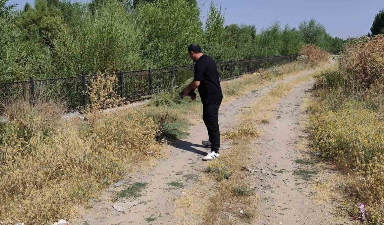 MUŞ'UN BULANIK İLÇESİNDE ÇARŞI MERKEZİNE NASIL GELDİĞİ BİLİNMEYEN KAPLUMBAĞA, DUYARLI BİR ESNAF...