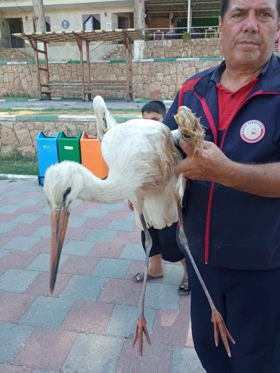 REYHANLI YENİŞEHİR GÖLÜ’NDE KANADINDAN YARALI HALDE BULUNAN LEYLEK, EKİPLERİN MÜDAHALESİYLE...