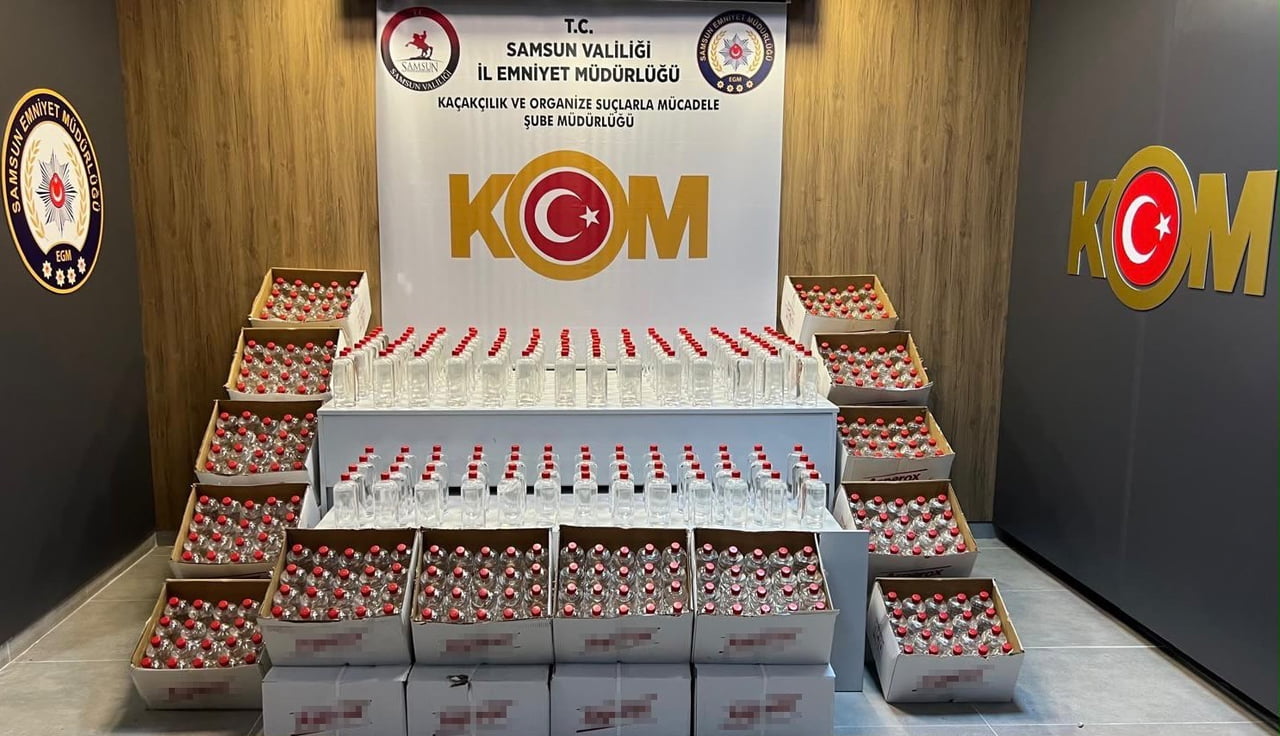 SAMSUN’DA DÜZENLENEN OPERASYONDA 1 TON 160 LİTRE ETİL ALKOL ELE GEÇİRİLDİ.