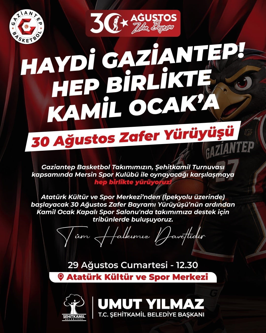 ŞEHİTKAMİL BELEDİYE BAŞKANI UMUT YILMAZ’DAN, GAZİANTEP BASKETBOL’A DESTEK DAVETİ