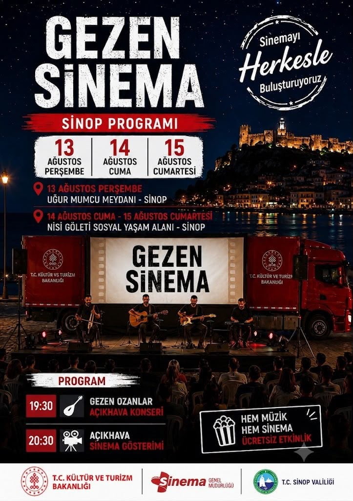 SİNOPLULARIN MÜZİK VE SİNEMA KEYFİNİ BİR ARADA YAŞAYACAĞI ETKİNLİKLER, 13 AĞUSTOS PERŞEMBE GÜNÜ...