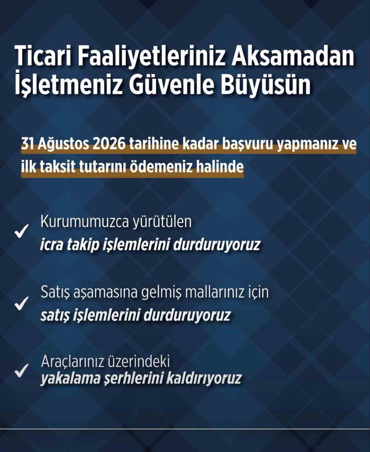 SOSYAL GÜVENLİK KURUMU'NUN TECİLLERİNDE 31 AĞUSTOS 2026'YA KADAR GEÇERLİ KOLAYLIKLARDA SON...