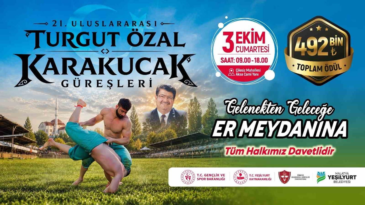 21. ULUSLARARASI TURGUT ÖZAL KARAKUCAK GÜREŞLERİ 3 EKİMDE DÜZENLENECEK