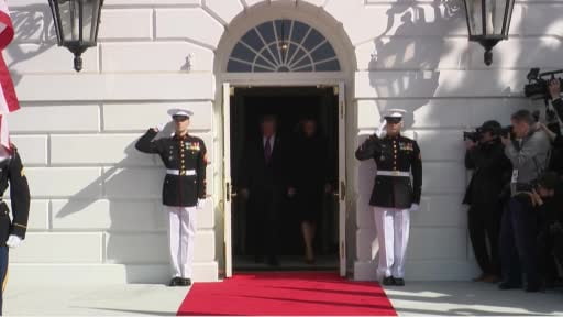ABD Başkanı Donald Trump, Çin Devlet Başkanı Xi Jinping'i Beyaz Saray'da düzenlenen askeri törenle...