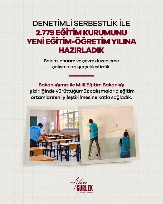 ADALET BAKANI AKIN GÜRLEK, 2026-2027 EĞİTİM-ÖĞRETİM YILI HAZIRLIKLARI KAPSAMINDA, DENETİMLİ...